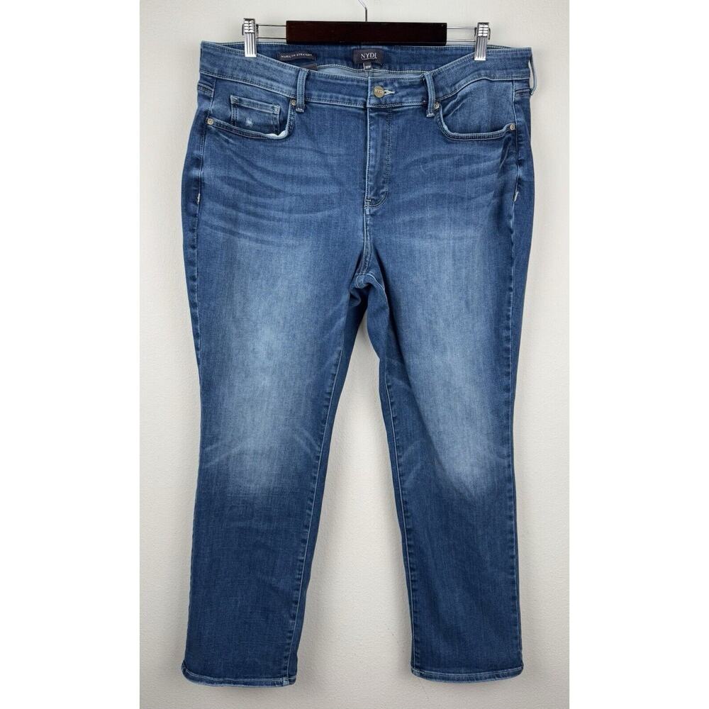 NYDJ Jeans Womens Size 18W Blue Marilyn Straight Lift Tuck Stretch Dark Denim